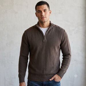 BKE Buckle Dwight 1/4 Zip Sweater Mens Sz XL Washed Vintage Brown Athletic Fit